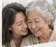 Two women from different generations sharing a quiet moment, illustrative brand image
